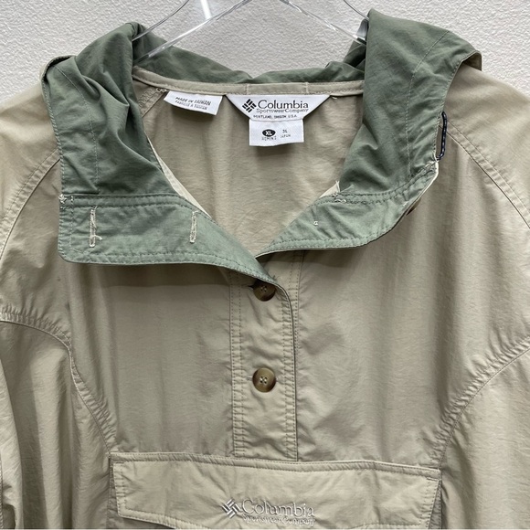 Columbia Beige Hoodie Windbreaker Pullover Women’s XL - Picture 2 of 12